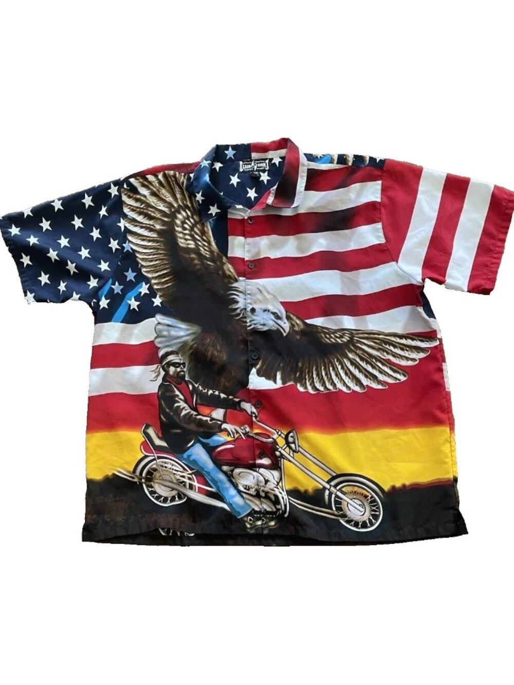 Steve & Barry’s Club Shirt Eagle Biker American Flag Button Shirt Mens XXXL